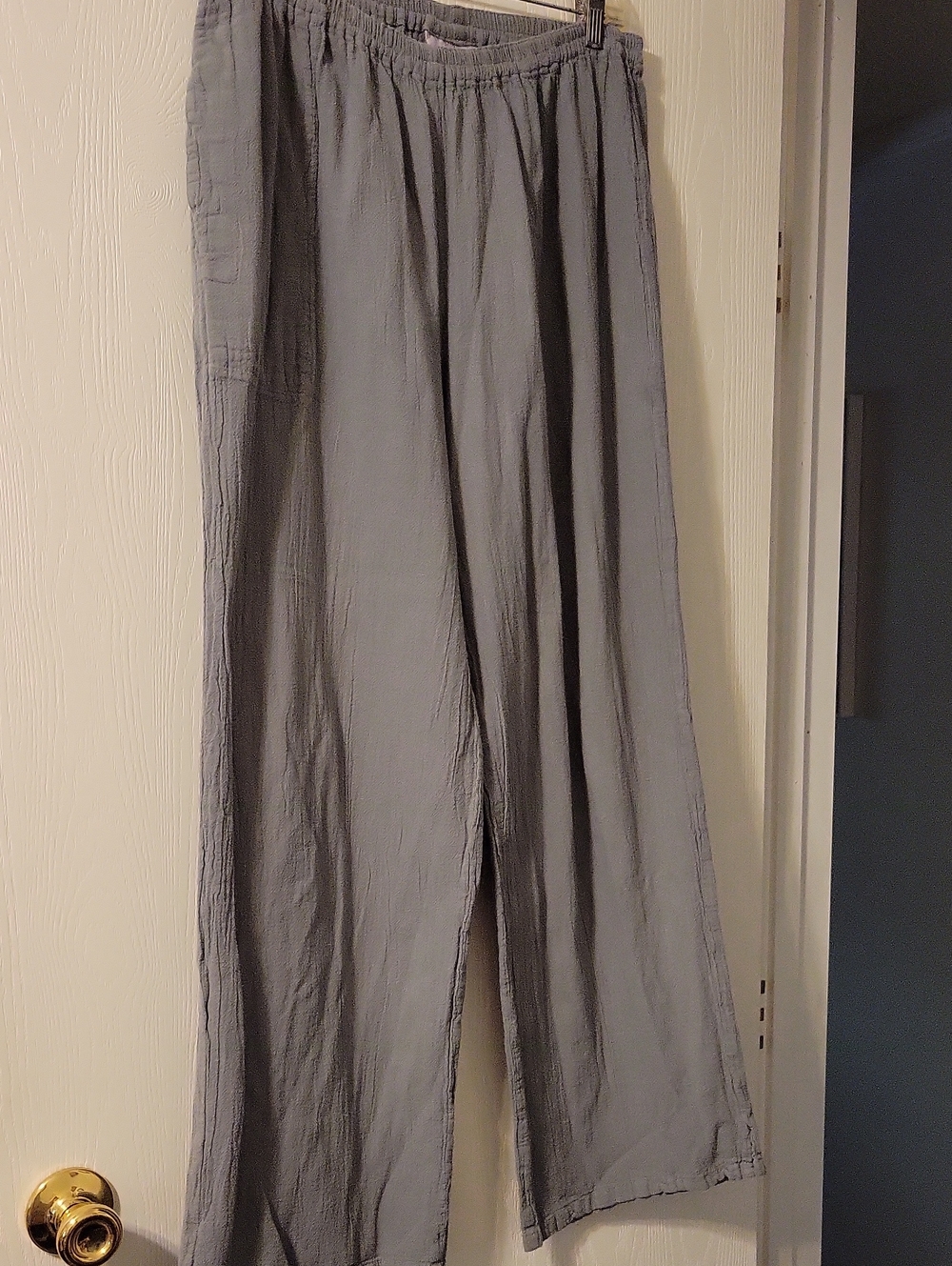 Women's Wide Leg Elastic-Waist Gauze Pants — Gray